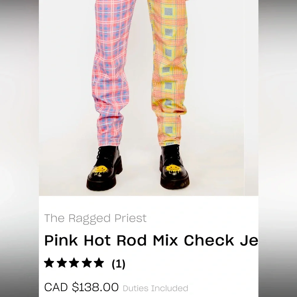 RAGGED Priest • Plaid Split Color Skinny Jeans NWT - Picture 3 of 3